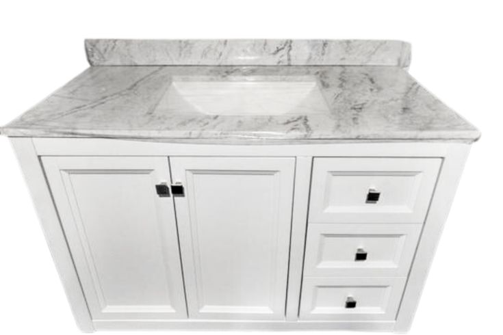 Darcy 43 in. W x 22 in. D Bath Vanity in White with Stone Effect Vanity Top in Lunar with White Sink