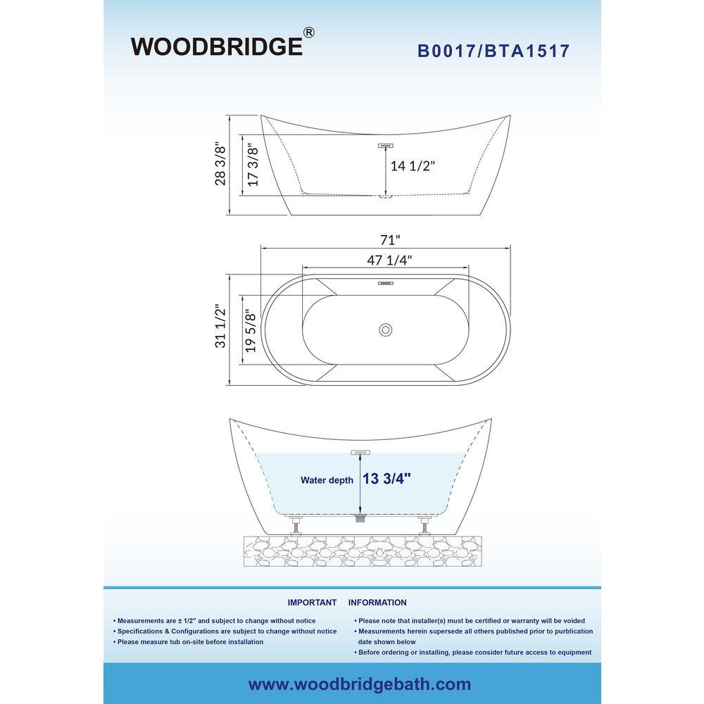 Oviedo 71 in. Acrylic Freestanding Double Slipper Flat Bottom Soaking Bathtub with Drain and Overflow Included in White - Super Arbor