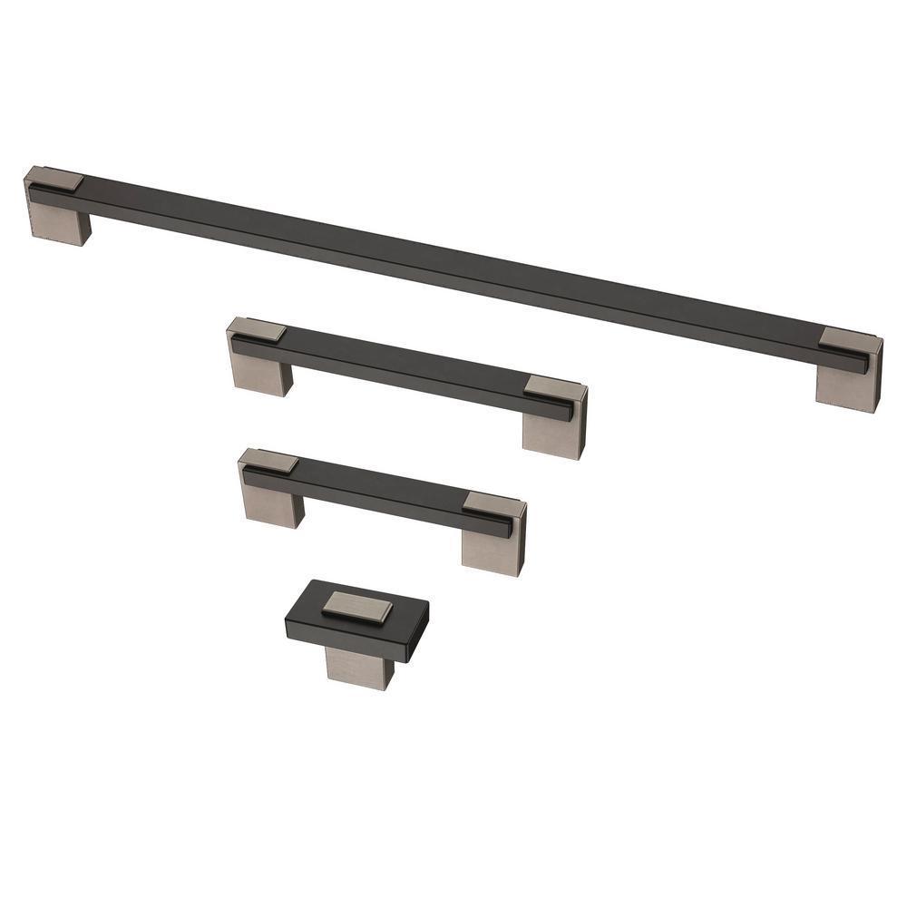 Industrial Insert 4 or 5-1/16 in. (102 or 128mm) Heirloom Silver and Matte Black Dual Mount Drawer Pull - Super Arbor