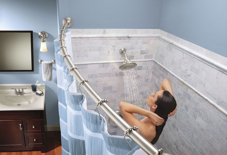 Moen 57-in to 60-in Tension Mount Brushed Nickel Tension Single Curve Shower Rod