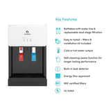 Countertop Self Cleaning Touchless Bottle less Water Cooler Dispenser, Hot/Cold Water, NSF/UL/Energy Star, White