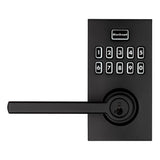 917 SmartCode Matte Black Contemporary Electronic Single-Cylinder Halifax Door Lever Featuring SmartKey Security - Super Arbor