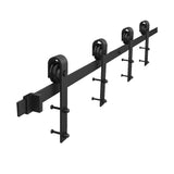 60 in. Frosted Black Sliding Barn Door Hardware Track Kit for Double Doors with Non-Routed Floor Guide - Super Arbor
