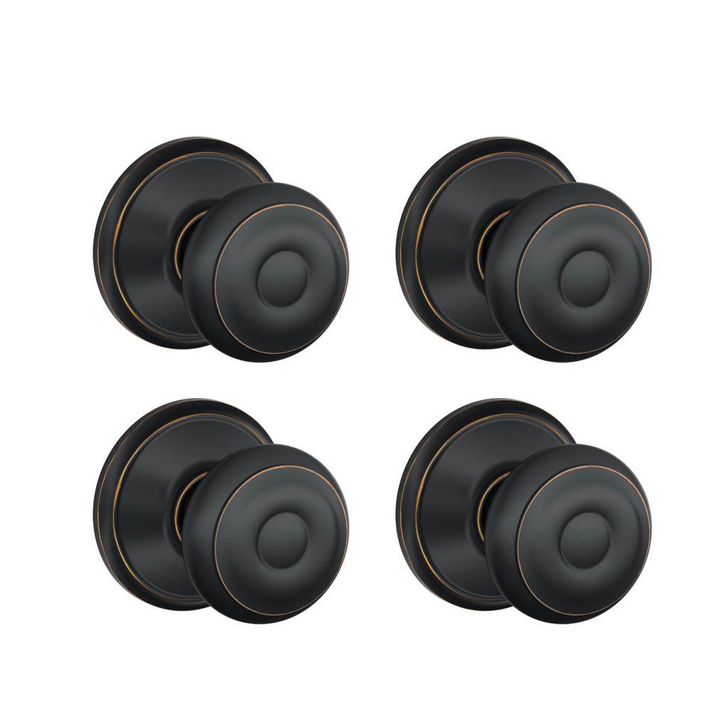 Georgian Aged Bronze Passage Hall/Closet Door Knob (4-Pack) - Super Arbor