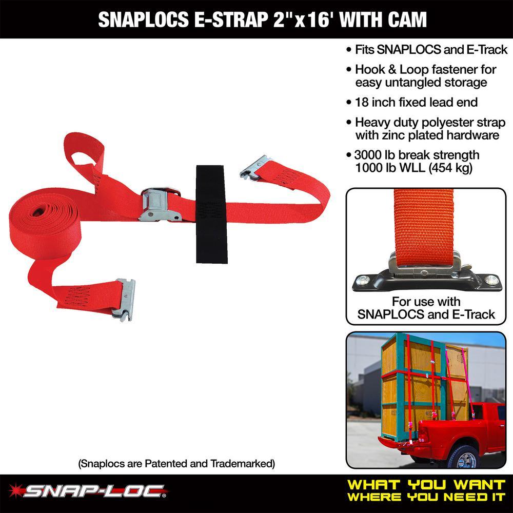 16 ft. x 2 in. Cam Buckle E-Strap with Hook and Looper Storage Fastener in Red - Super Arbor