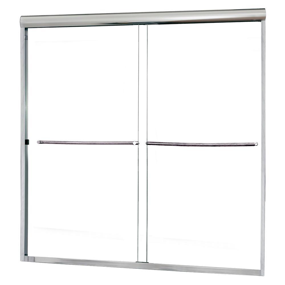 Cove 50 in. to 54 in. x 55 in. Semi-Framed Sliding Bypass Tub/Shower Door in Silver with 1/4 in. Clear Glass - Super Arbor