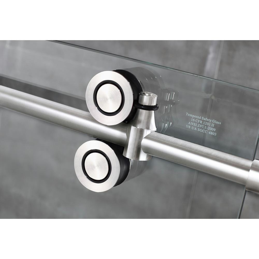 Langham XL 56 - 60 in. x 80 in. Frameless Sliding Shower Door with StarCast Clear Glass in Stainless Steel, Right Hand - Super Arbor