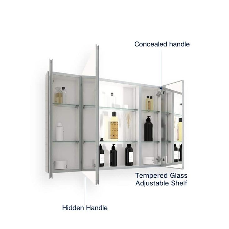 36 in. W x 26 in. H Rectangular Aluminum Medicine Cabinet with Mirror and Adjustable Glass Shelves