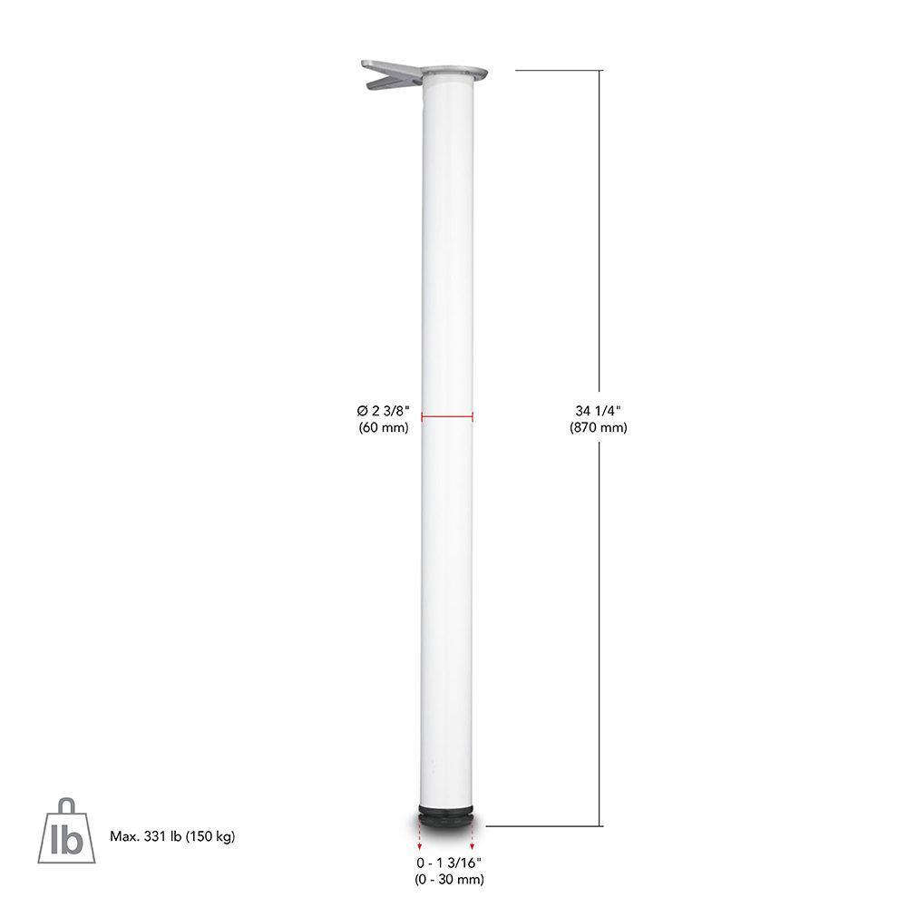 34-1/4 in. (870 mm) Black Adjustable Table Leg - Super Arbor