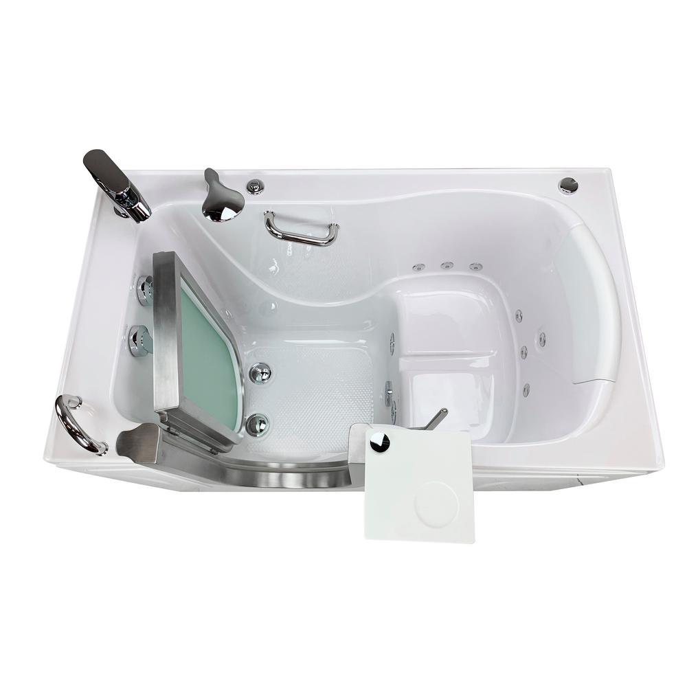 Royal 52 in. Acrylic Walk-In Whirlpool Bathtub in White with Left Door, 2-Piece Fast Fill Faucet and 2 in. Dual Drain - Super Arbor