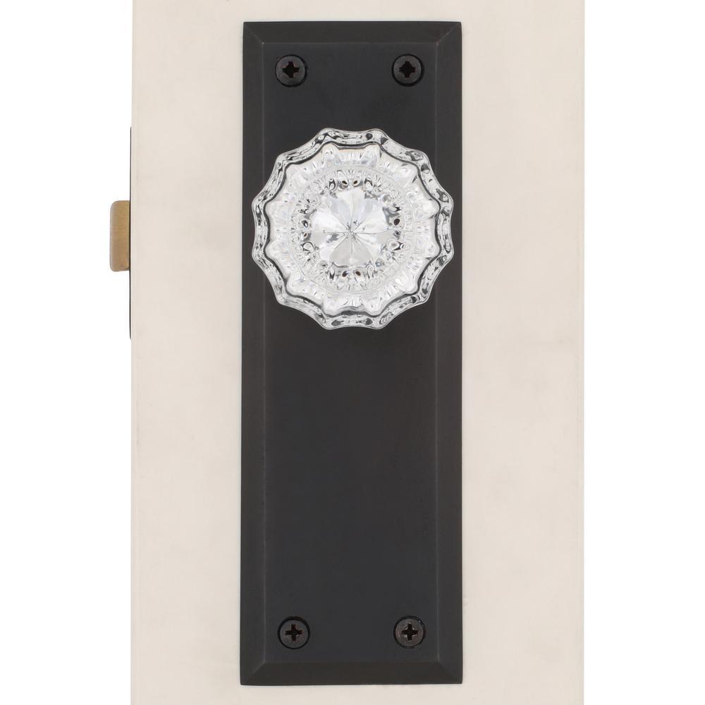 New York Plate 2-3/8 in. Backset Oil-Rubbed Bronze Privacy Bed/Bath Crystal Glass Door Knob - Super Arbor