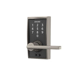 Century Touch Electronic Door Lock Deadbolt and Latitude Lever in Matte Black