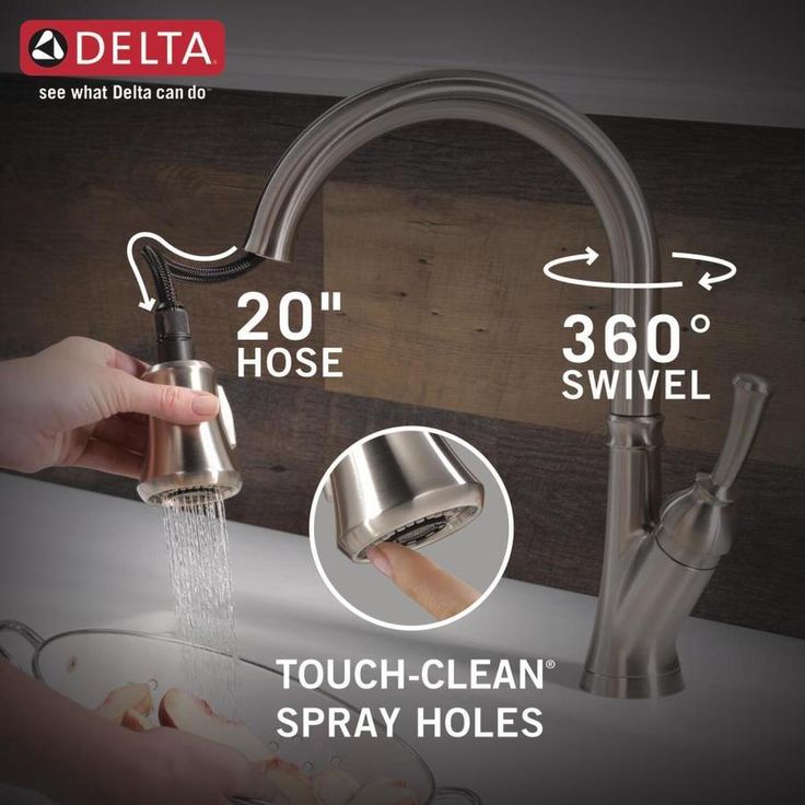 Delta Savile Stainless 1-Handle Deck-Mount Pull-Down Handle Kitchen Faucet (Deck Plate Included)