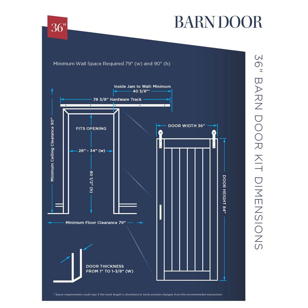 36 in. x 84 in. Iron Age Gray MDF Frosted Glass 1 Lite Design Sliding Barn Door with Rustic Hardware Kit - Super Arbor