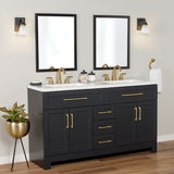 Style Selections Cauley 60-in Black Double Sink Bathroom Vanity with White Cultured Marble Top