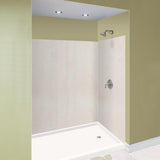 Expressions 48 in. x 48 in. x 96 in. 4-Piece Easy Up Adhesive Alcove Shower Wall Surround in Bianca - Super Arbor