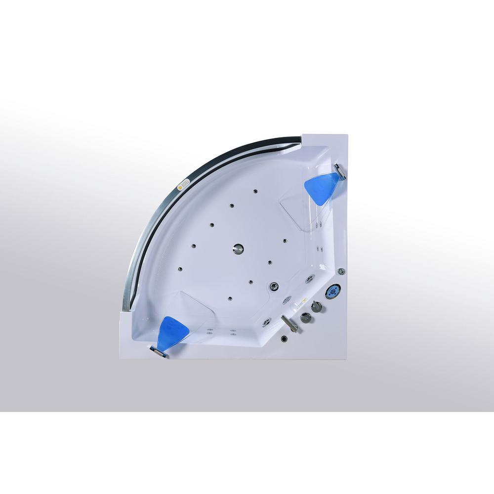 Capri 60 in. Acrylic Center Drain Corner Alcove Whirlpool Bathtub in White - Super Arbor