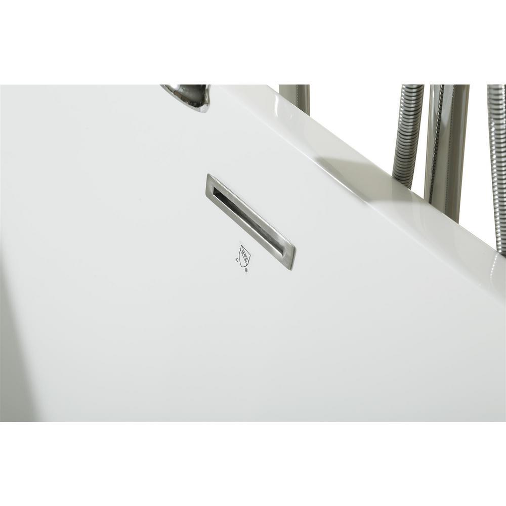 67 in. Acrylic Center Drain Rectangle Flat Bottom Freestanding Bathtub in White - Super Arbor