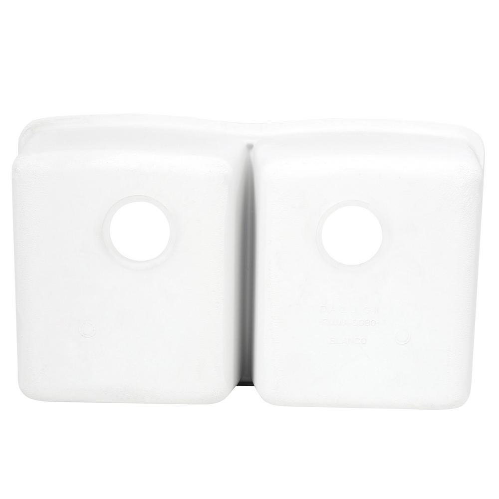DIAMOND Undermount Granite Composite 32.06 in. 50/50 Double Bowl Kitchen Sink in White - Super Arbor
