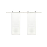 48 in. x 80 in. Bi-Part Shaker 2-Panel Solid Core Primed Pine Wood Sliding Barn Door with Bronze Hardware Kit - Super Arbor