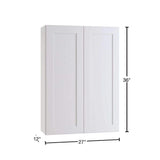 Home Decorators Collection Newport 27 in. W x 12 in. D x 36 in. H Assembled Plywood Wall Kitchen Cabinet in Pacific White with Soft Close