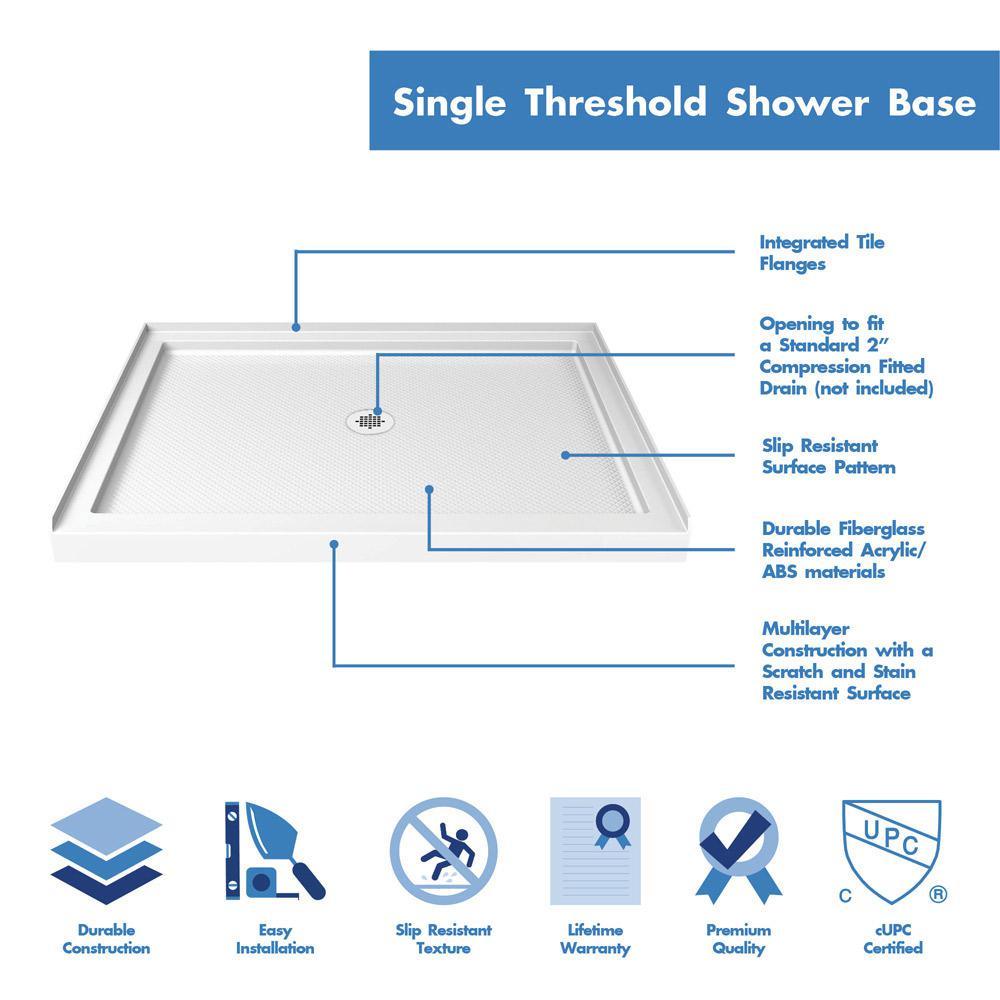 Infinity-Z 36 in. x 48 in. Semi-Frameless Sliding Shower Door in Brushed Nickel with Center Drain Base and BackWalls - Super Arbor