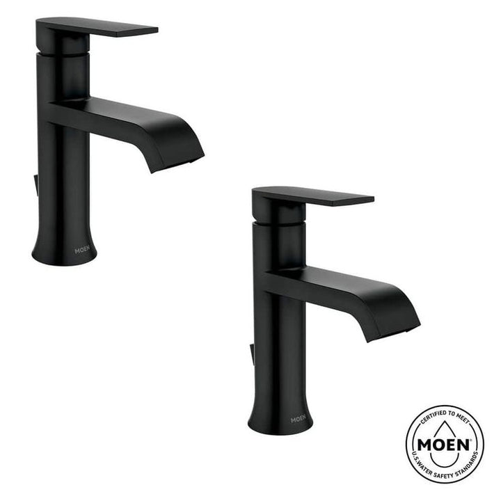 Genta Single Handle Single Hole Bathroom Faucet in Matte Black (2-pack)