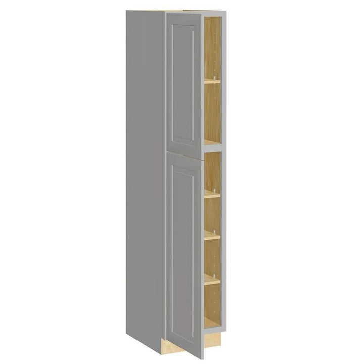 Home Decorators Collection Grayson 18 in. W x 24 in. D x 90 in. H Assembled Plywood Pantry Kitchen Cabinet in Pearl Gray with Soft Close LH