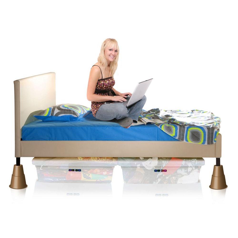 5 in. Extra Storage Under-Bed Risers Chocolate (Set of 4) - Super Arbor
