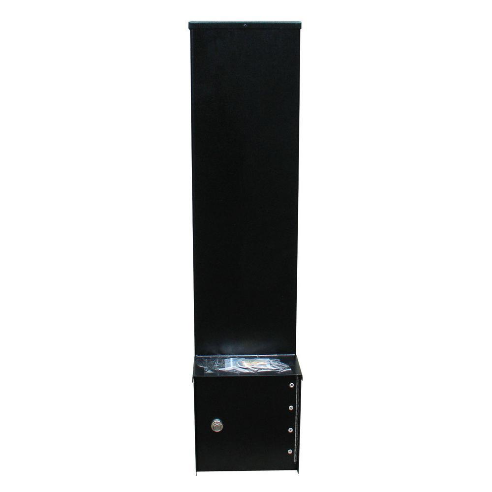 Manchester Black with Silver Antiqued Fleur De Lis Column Mount Locking Mailbox - Super Arbor