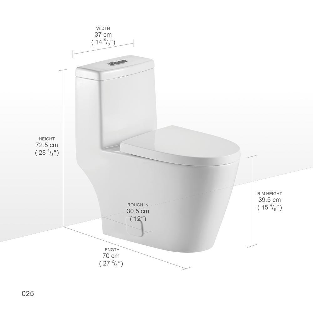 1-Piece Dual Flush 1.2 GPF/0.8 GPF Elongated High Efficiency Skirted Toilet All-in-One Toilet in White Seat Included - Super Arbor