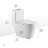 1-Piece Dual Flush 1.2 GPF/0.8 GPF Elongated High Efficiency Skirted Toilet All-in-One Toilet in White Seat Included - Super Arbor