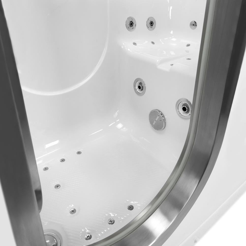 Deluxe 55 in. Acrylic Walk-In Whirlpool and Air Bath Bathtub in White, Fast Fill Faucet Set, LHS 2 in. Dual Drain - Super Arbor