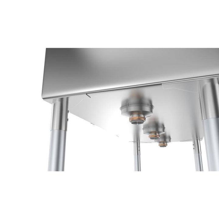 Freestanding Stainless Steel 55 in. 2-Hole Triple Bowl Commercial Kitchen Sink