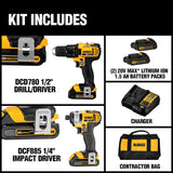 20-Volt MAX Lithium-Ion Cordless Drill/Impact Combo Kit (2-Tool) with 2 Batteries 1.5 Ah, Charger and Tool Bag - Super Arbor