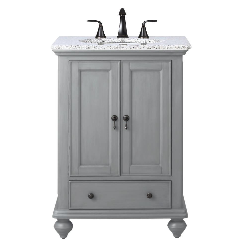 Newport 31 in. W x 21-1/2 in. D Bath Vanity in Pewter with Granite Vanity Top in Grey - Super Arbor