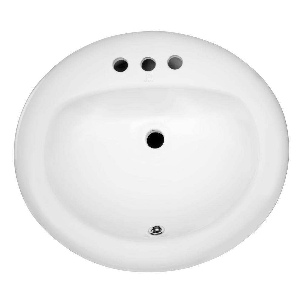 Cadenza Series 7.5 in. Ceramic Drop In Sink Basin in White - Super Arbor