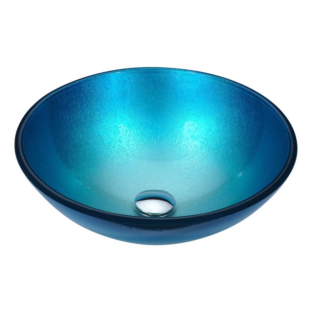 Posh Series Deco-Glass Vessel Sink in Coral Blue - Super Arbor