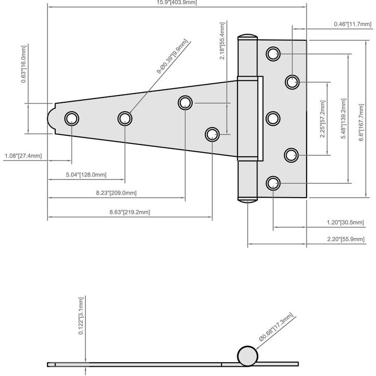 Everbilt 10 in. x 6-1/2 in. Zinc-Plated Gate Tee Hinge
