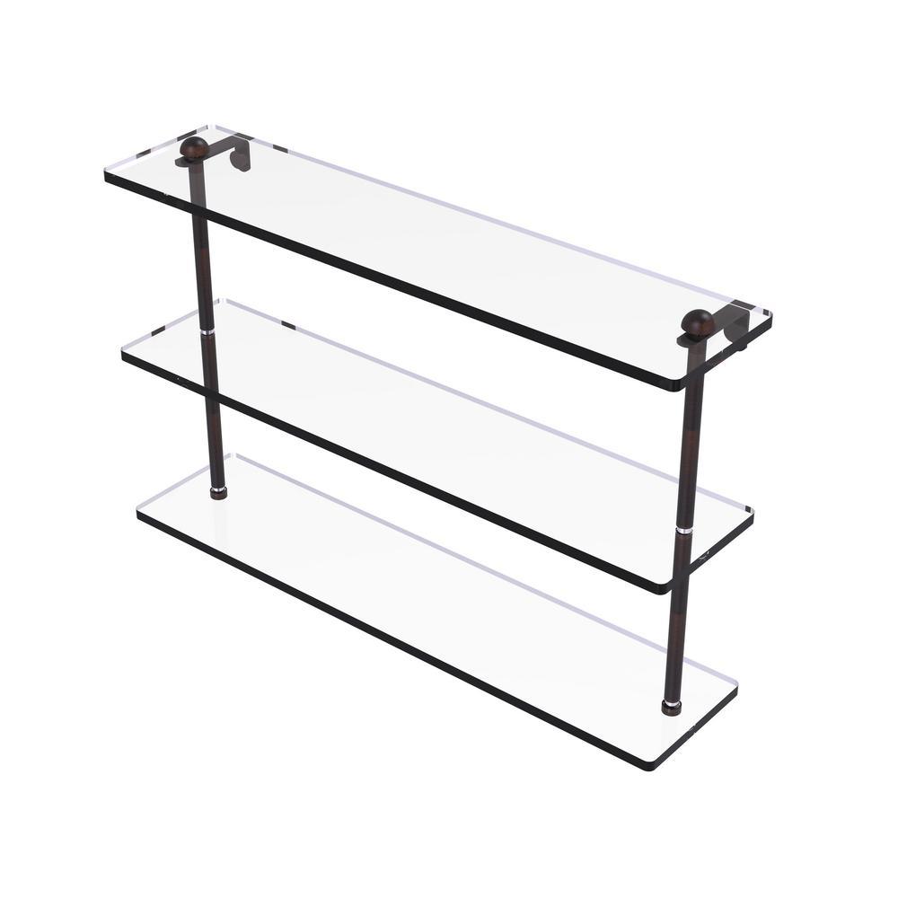 22 in. Triple Tiered Glass Shelf in Satin Nickel - Super Arbor