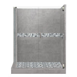 Del Mar Grand Hinged 36 in. x 42 in. x 80 in. Right-Hand Corner Shower Kit in Natural Buff and Chrome Hardware - Super Arbor