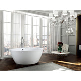 Pescara 59.04 in. Acrylic Flatbottom Non-Whirlpool Freestanding Bathtub in Glossy White - Super Arbor