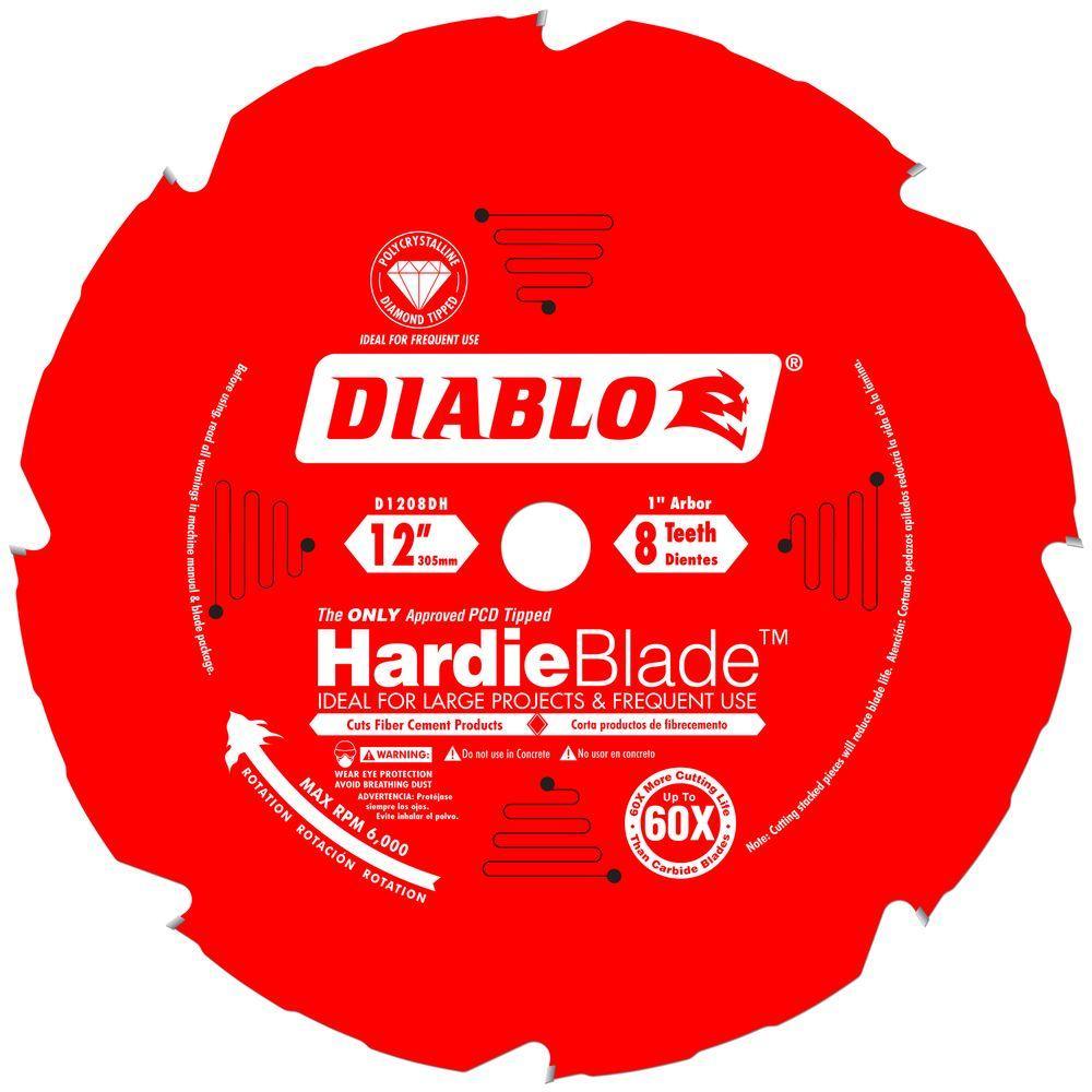 12 in. x 8-Tooth Polycrystalline Diamond (PCD) Tipped James Hardie/Fiber Cement Cutting Saw Blade - Super Arbor