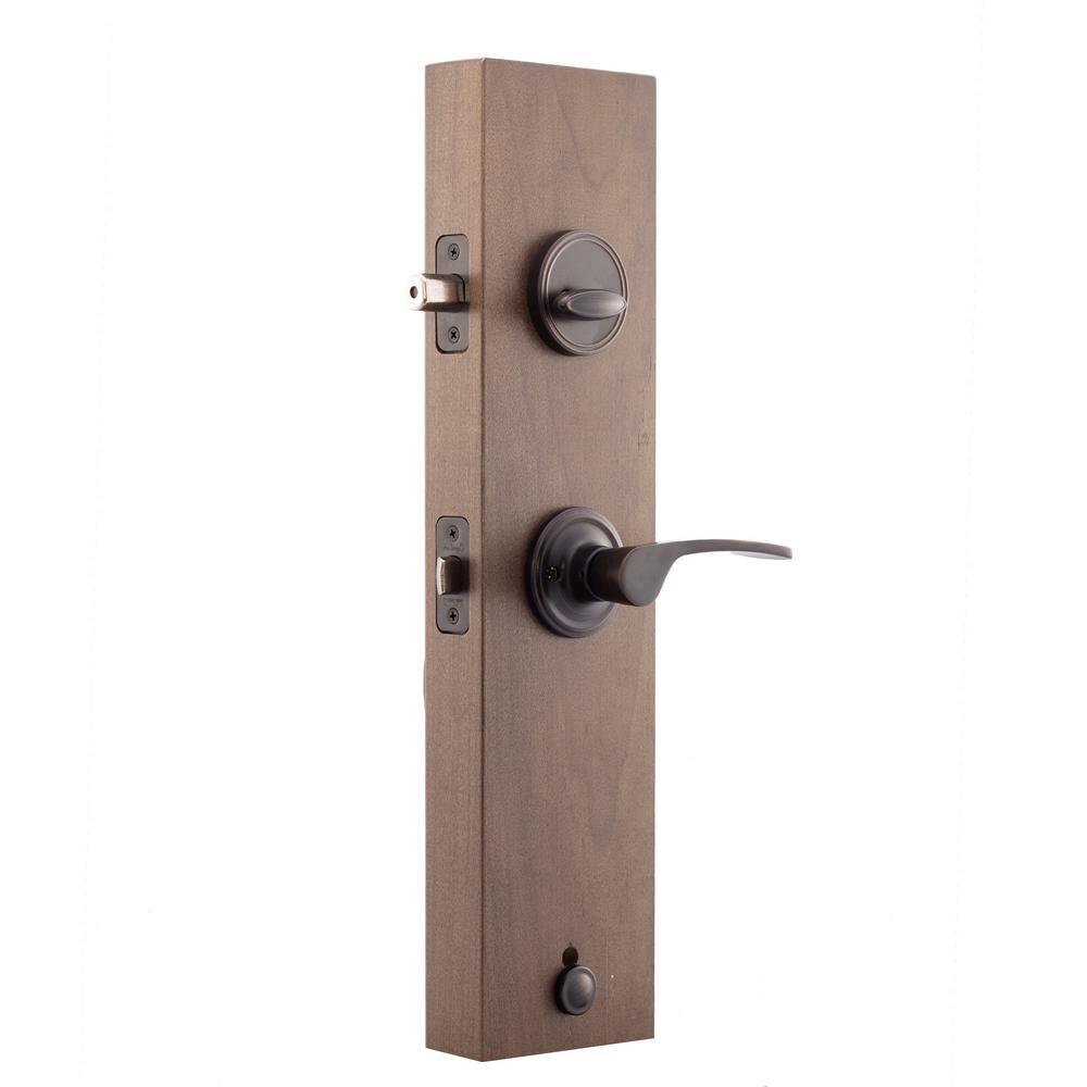 Mid Century Modern Tuscan Bronze Door Handleset with Left Hand Scandinavian Lever Trim - Super Arbor