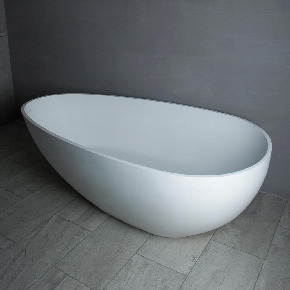 Assignan 67 in. Solid Surface Flatbottom Freestanding Bathtub in White - Super Arbor