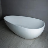 Assignan 67 in. Solid Surface Flatbottom Freestanding Bathtub in White - Super Arbor