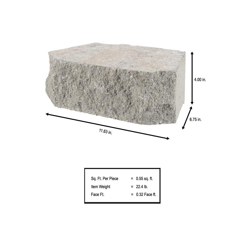 4 in. x 11.75 in. x 6.75 in. Pewter Concrete Retaining Wall Block - Super Arbor