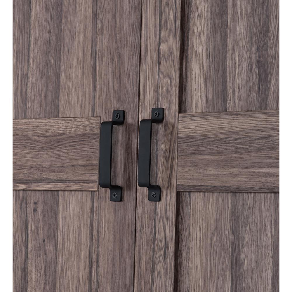 36 in. x 84 in. Taupe MDF Solid Core Bi-Parting Design Interior Sliding Barn Door with Modern Rustic Hardware Kit - Super Arbor