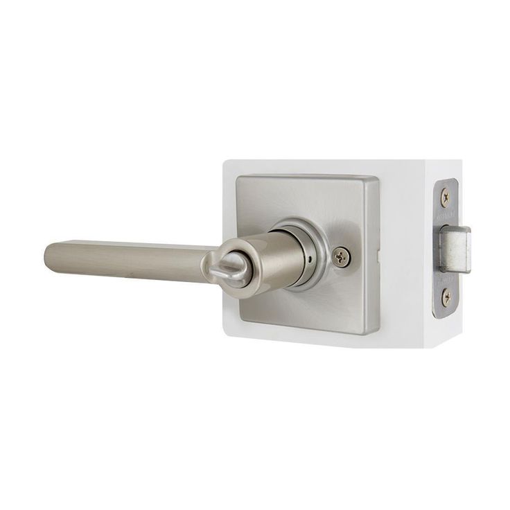 Tonbridge Satin Nickel Bed/Bath Door Lever with Square Rose (4-Pack)