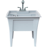 32 in. x 22 in. Polypropylene White Laundry Sink with 2 Hdl Non Metallic Pullout Faucet and Installation Kit - Super Arbor